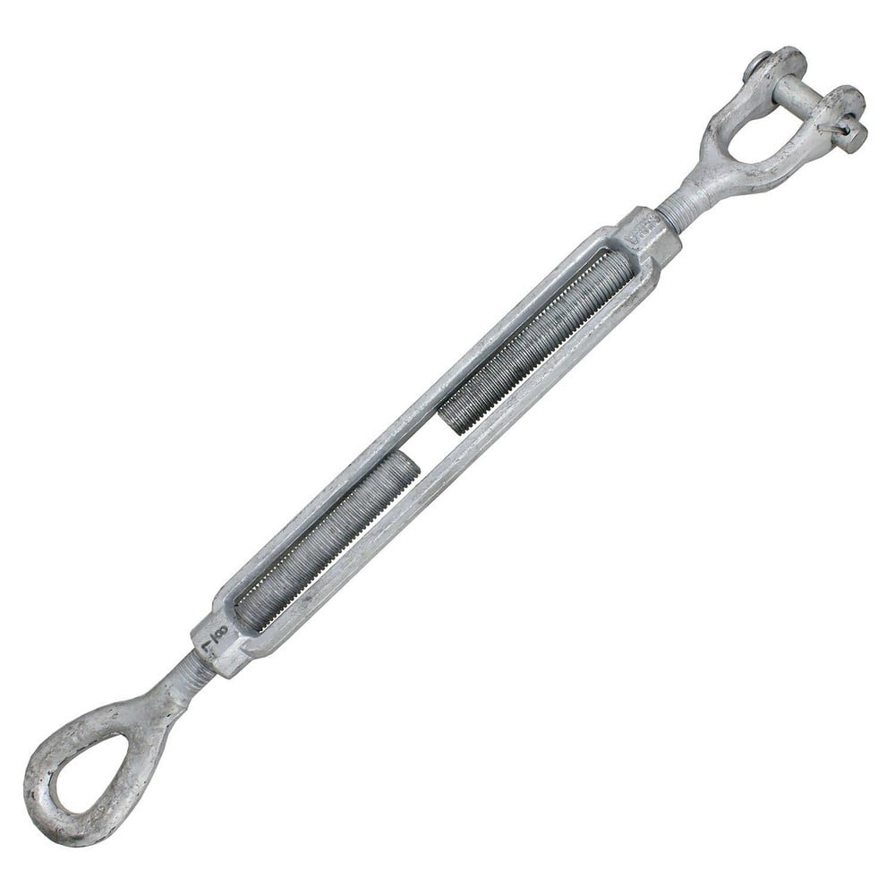 Turnbuckles; Turnbuckle Type: Jaw & Eye; Working Load Limit: 7000 lb; Thread Size: 7/8-12 in; Turn-up: 12 in; Closed Length: 24.57 in; Material: Steel; Finish: Galvanized