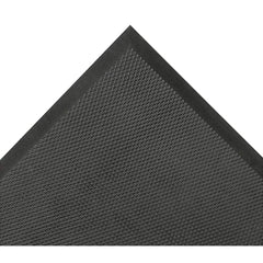 Anti-Fatigue Mat:  72.0000″ Length,  24.0000″ Wide,  3/4″ Thick,  Nitrile Blend Rubber Foam,  Beveled Edge,  Medium Duty Raised Grid,  Black,  Wet/Dry and Oily Areas