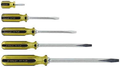 Stanley - 5 Piece Slotted & Stubby Screwdriver Set - Blade Sizes: Length 1-1/2, 4, 6, 8 & 12, Width 1/4, 5/16 & 3/8 - Best Tool & Supply