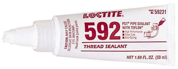 Loctite - 50 mL Tube, White, Medium Strength Paste Threadlocker - Series 592, 72 hr Full Cure Time, Hand Tool, Heat Removal - Best Tool & Supply