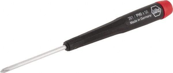 Wiha - #0, 5-11/16" OAL, Standard Phillips Screwdriver - 2" Blade Length, Ergonomic Handle - Best Tool & Supply