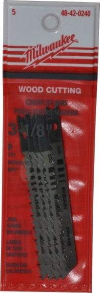 Milwaukee Tool - 3-1/8" Long, 8 Teeth per Inch, High Carbon Steel Jig Saw Blade - Toothed Edge, 0.2188" Wide x 0.043" Thick, U-Shank - Best Tool & Supply