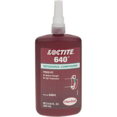 Loctite - 250 mL, Green, Medium Strength Liquid Retaining Compound - Series 640, 24 hr Full Cure Time - Best Tool & Supply