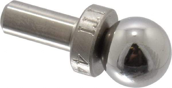 Jergens - 9.53mm Ball Diam, 4.75mm Shank Diam, Stainless Steel Checking Tooling Ball - 3/4" Ball Center to Shank Bottom, 0.3" Ball Center to Shoulder Bottom, with Shoulder, Breakaway - Best Tool & Supply