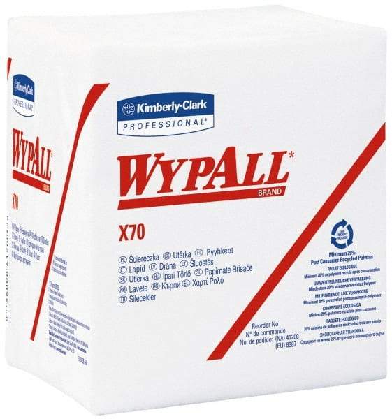 WypAll - X70 1/4 Fold Shop Towel/Industrial Wipes - Poly Pack, 12-1/2" x 12-1/2" Sheet Size, White - Best Tool & Supply