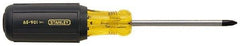 Stanley - #1, 6-3/4" OAL, Standard Phillips Screwdriver - 3" Blade Length, Round Shank, Acetate with Rubber Grip Handle - Best Tool & Supply