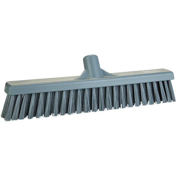 Vikan - 16" Fine Particle Polyester Push Broom - 2" Bristle Length, Plastic Block, European Threaded Handle Connection, Handle Sold Separately - Best Tool & Supply