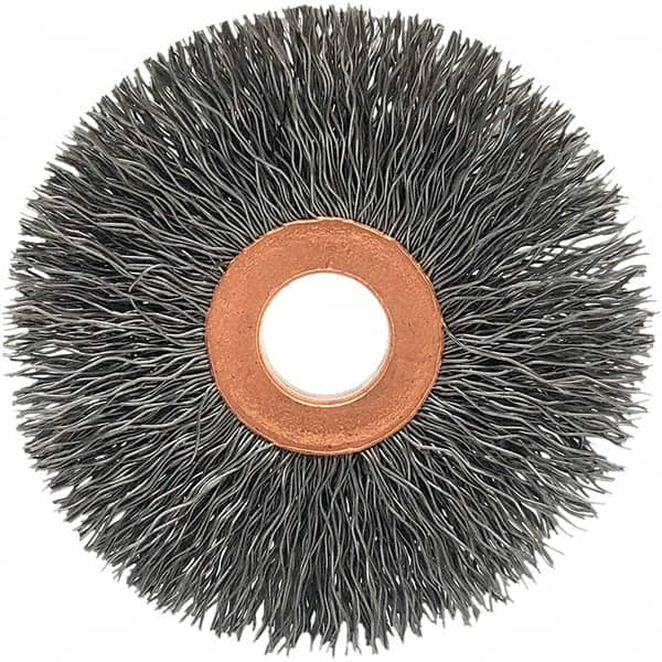 Brush Research Mfg. - 2-1/2" OD, 1/2" Arbor Hole, Crimped Stainless Steel Wheel Brush - Best Tool & Supply