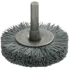 Brush Research Mfg. - 1-1/4" OD, Crimped Abrasive Nylon Wheel Brush - 7/16" Face Width, 1/8" Trim Length, 25,000 RPM - Best Tool & Supply