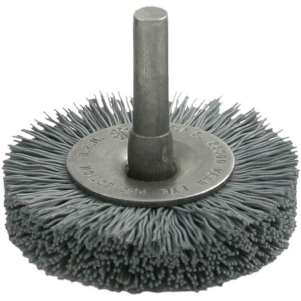 Brush Research Mfg. - 2-1/2" OD, Crimped Abrasive Nylon Wheel Brush - 7/16" Face Width, 11/16" Trim Length, 25,000 RPM - Best Tool & Supply