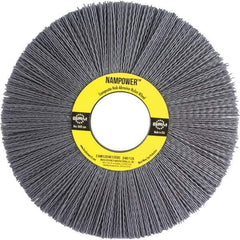 Brush Research Mfg. - 8" OD, 2" Arbor Hole, Crimped Abrasive Nylon Wheel Brush - 1/2" Face Width, 2-1/2" Trim Length, 3,600 RPM - Best Tool & Supply