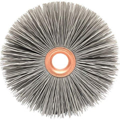 Brush Research Mfg. - 2-1/2" OD, 1/2" Arbor Hole, Crimped Abrasive Nylon Wheel Brush - 1/2" Face Width, 3/4" Trim Length, 20,000 RPM - Best Tool & Supply