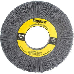 Brush Research Mfg. - 6" OD, 2" Arbor Hole, Crimped Abrasive Nylon Wheel Brush - 1" Face Width, 1-1/2" Trim Length, 3,600 RPM - Best Tool & Supply