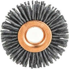 Brush Research Mfg. - 2-1/2" OD, 1/2" Arbor Hole, Crimped Abrasive Nylon Wheel Brush - 1/2" Face Width, 3/4" Trim Length, 20,000 RPM - Best Tool & Supply