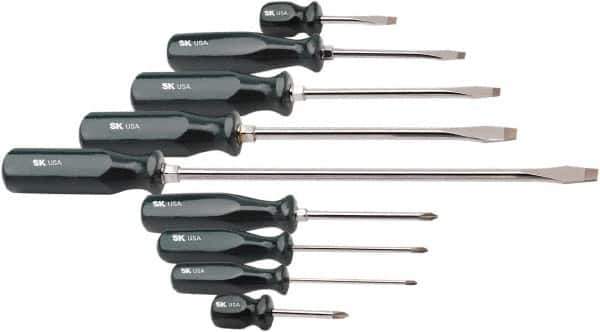 SK - 9 Piece Phillips & Slotted Screwdriver Set - Bit Sizes: Philips #0 to #2 - Best Tool & Supply