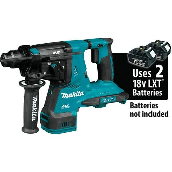 Makita - 36 Volt 1-1/8" SDS Plus Chuck Cordless Rotary Hammer - 5000 BPM, 0 to 980 RPM, Reversible - Best Tool & Supply