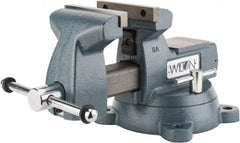 Wilton - 6" Jaw Width x 5-3/4" Jaw Opening Capacity, 4-1/8" Throat Depth, Bench & Pipe Combination Vise - 1/4 to 3-1/2" Pipe Capacity, Swivel Base, Bolt Down Attachment, Ductile Iron - Best Tool & Supply