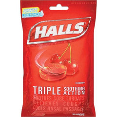 HALLS - Cherry Flavor Cough Drop Lozenges - Sore Throat Relief - Best Tool & Supply