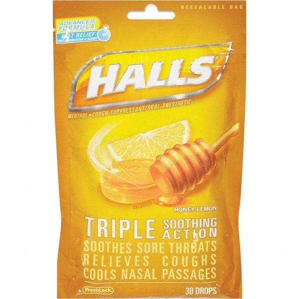 HALLS - Honey Lemon Flavor Cough Drop Lozenges - Sore Throat Relief - Best Tool & Supply