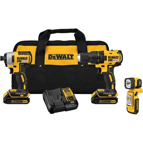 DeWALT - Cordless Tool Combination Kits Voltage: 20 Tools: Compact Drill/Driver; 1/4" Impact Driver; LED Light - Best Tool & Supply