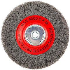 Norton - 8" OD, 5/8" Arbor Hole, Crimped Carbon Wheel Brush - Best Tool & Supply