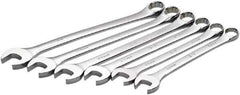 SK - 6 Piece, 25mm to 32mm, 12 Point Combination Wrench Set - Metric Measurement Standard, Full Polish Chrome Finish, Comes in Roll-Up Pouch - Best Tool & Supply