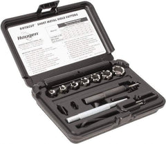 Hougen - 10 Piece, 5/16 to 3/4" Cutter Diam, 1/4" Cutting Depth, High Speed Steel Annular Cutter Set - Bright Finish, 3/8" Shank Diam, 5/16, 3/8, 7/16, 1/2, 9/16, 5/8, 3/4" Cutter Diams - Best Tool & Supply