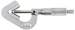 Mitutoyo - 0.05 to 0.6 Inch Measurement, 0.001 Inch Graduation, Accuracy Up to 0.0002 Inch, 3 Flutes Measured, Ratchet Stop Thimble, Mechanical V Anvil Micrometer - 6.35mm Spindle Diameter, Carbide, 23.46mm Throat Depth - Best Tool & Supply