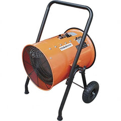 PRO-SOURCE - Electric Forced Air Heaters; Type: Portable Electric Salamander ; Maximum BTU Rating: 102390 ; Voltage: 480 ; Amperage Rating: 36 ; Cubic Feet per Minute: 1900.00 ; Additional Information: Built-In Thermostat; Overheat Protection; Rubber Whe - Exact Industrial Supply