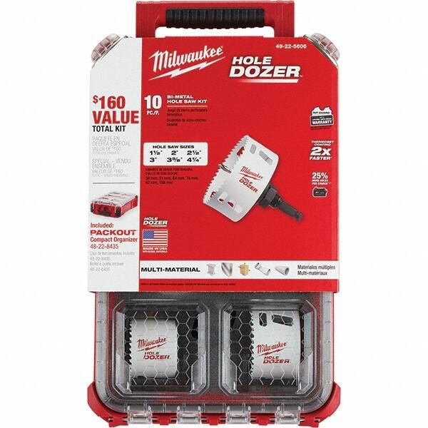 Milwaukee Tool - Hole Saw Kits Minimum Saw Diameter (Inch): 1-1/2 Maximum Saw Diameter (Inch): 4-1/4 - Best Tool & Supply