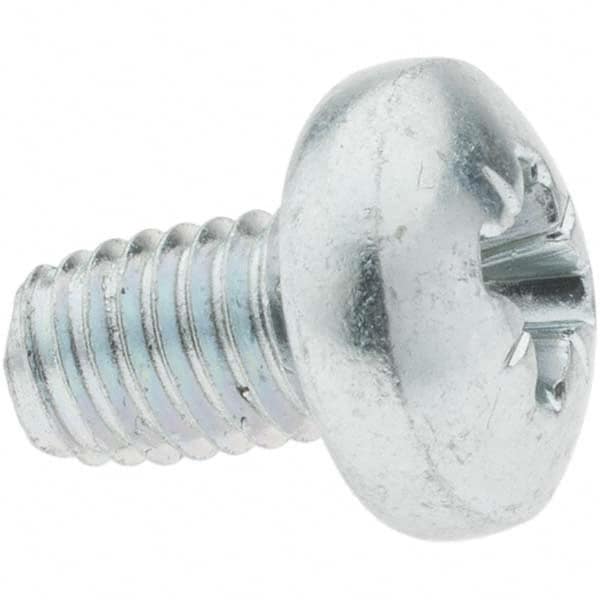 M5x0.8 Coarse 30mm Long Pozi Thread Cutting Screw 12L14 Steel, Pan Head, Self Drilling Point, Zinc-Plated