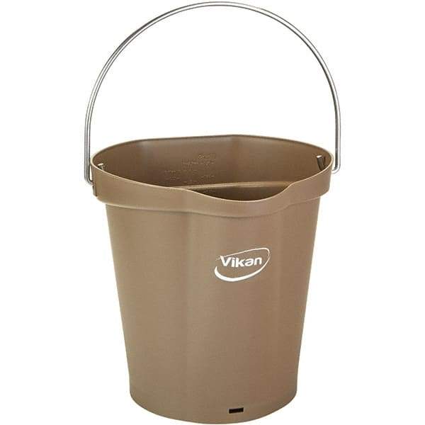 Vikan - 1-1/2 Gal, 7.1" High, Polypropylene Round Brown Single Pail with Pour Spout - Handle Included, 10" Top Diam - Best Tool & Supply