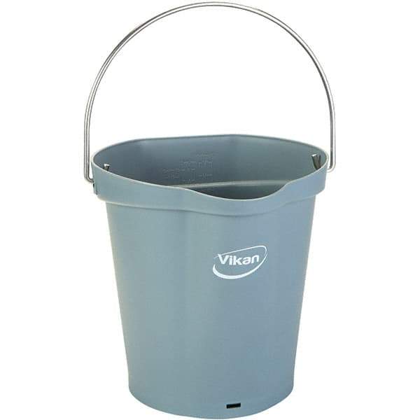 Vikan - 1-1/2 Gal, 7.1" High, Polypropylene Round Gray Single Pail with Pour Spout - Handle Included, 10" Top Diam - Best Tool & Supply