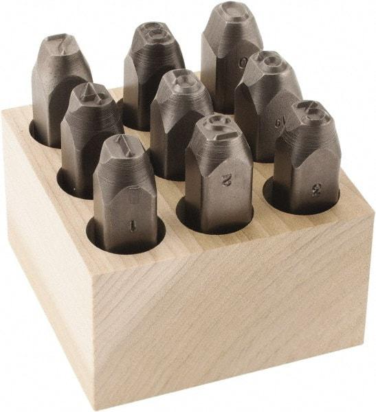 C.H. Hanson - 9 Piece, 3/8" Character Steel Stamp Set - Figures, Reverse - Best Tool & Supply