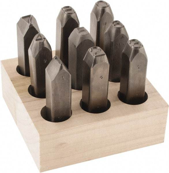 C.H. Hanson - 9 Piece, 1/2" Character Steel Stamp Set - Figures, Reverse - Best Tool & Supply