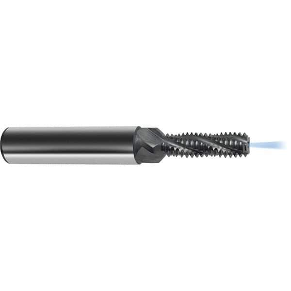 Guhring - M4x0.70 Metric , 3mm Cut Diam, 3 Flute Solid Carbide Helical Flute Thread Mill - Internal Thread, 10.9mm LOC, 48mm OAL, 6mm Shank Diam - Best Tool & Supply