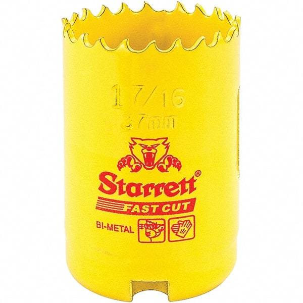 Starrett - 1-7/16" Diam, 1-5/8" Cutting Depth, Hole Saw - High Speed Steel Saw, Toothed Edge - Best Tool & Supply