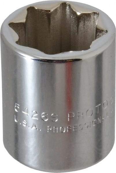 Proto - 13/16", 1/2" Drive, Standard Hand Socket - 8 Points, 1-5/8" OAL, Alloy Steel, Chrome Finish - Best Tool & Supply