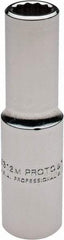 Proto - 1/2" Drive, Deep Hand Socket - 12 Points, 3-1/4" OAL, Chrome Finish - Best Tool & Supply