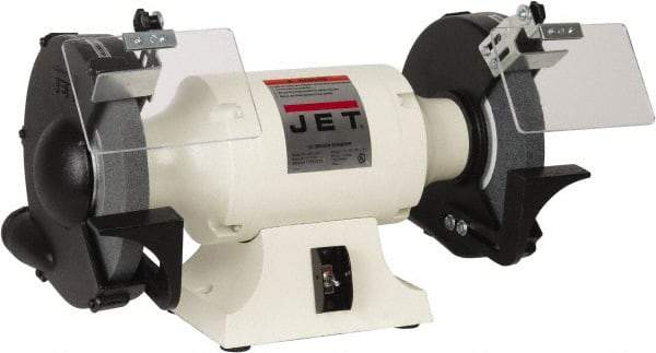 Jet - 10" Wheel Diam x 1" Wheel Width, 1-1/2 hp Grinder - 1" Arbor Hole Diam, 1 Phase, 1,725 Max RPM, 115 Volts - Best Tool & Supply