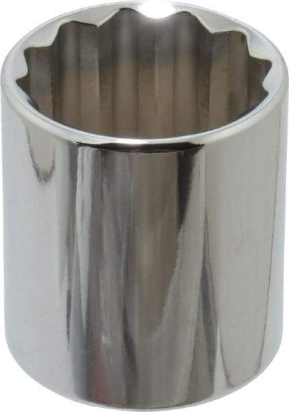 Proto - 1/2" Drive, Standard Hand Socket - 12 Points, 1-25/32" OAL, Alloy Steel, Chrome Finish - Best Tool & Supply