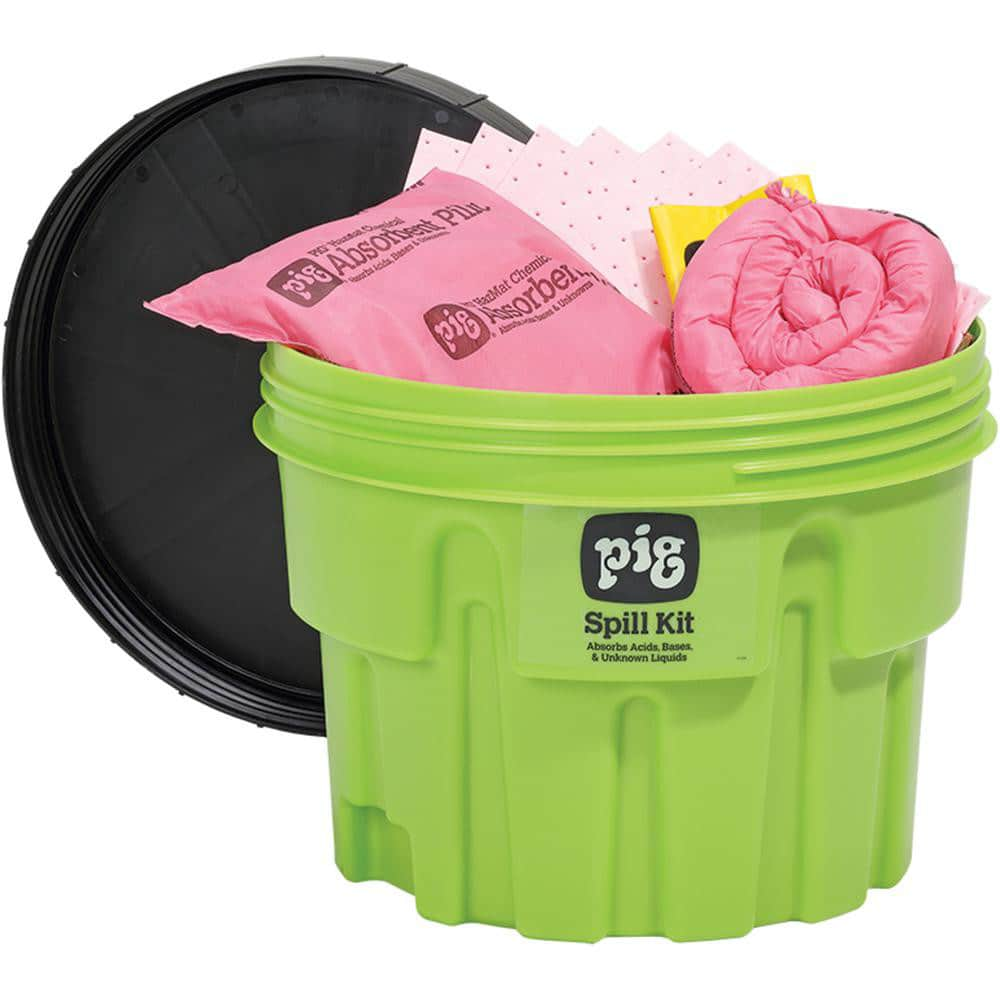 Spill Kits; Kit Type: Chemical & Hazardous Material Spill Kit; Container Type: Drum; Absorption Capacity: 11 gal; Color: Hi-Vis Green; Portable: No; Capacity per Kit (Gal.): 11 gal