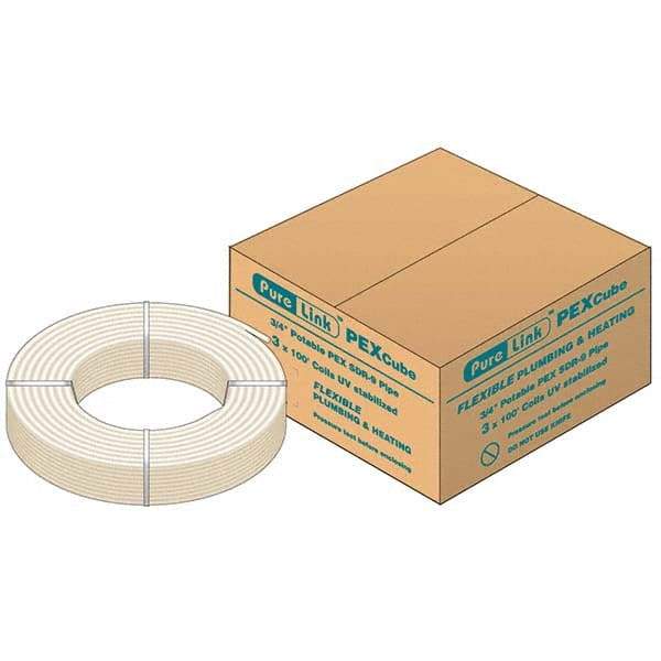 Mueller Industries - 0.671" ID x 7/8" OD, 100' Long, PEX-A Tube - Natural with Blue Print, 100 Max psi - Best Tool & Supply