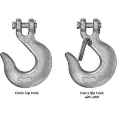 Campbell - 5/16" Chain Diam, 43 Chain Grade Clevis Hook - 3,900 Lb Capacity, 1/2" ID, 7/16" Pin Diam, 1" Hook Throat, 4-7/8" OAL, 3-1/8" Hook Width - Best Tool & Supply