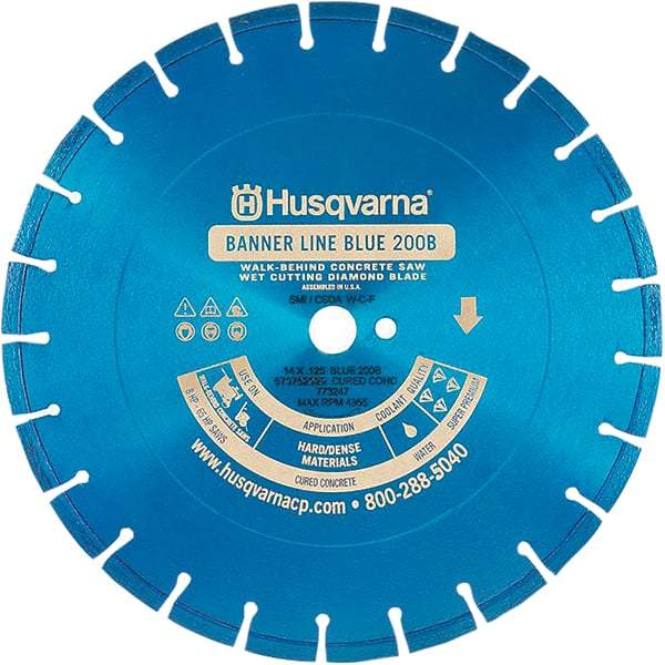 Husqvarna - 24" Diam, 1" Arbor Hole Diam, Continuous Edge Tooth Wet & Dry Cut Saw Blade - Diamond-Tipped, General Purpose Action, Standard Round Arbor - Best Tool & Supply