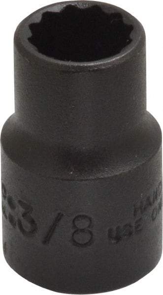 Proto - 3/8", 3/8" Drive, Standard Hand Socket - 12 Points, 1-3/32" OAL, Alloy Steel, Black Finish - Best Tool & Supply