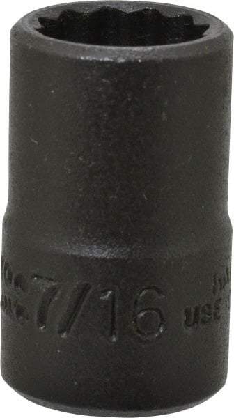 Proto - 7/16", 3/8" Drive, Standard Hand Socket - 12 Points, 1-3/32" OAL, Alloy Steel, Black Finish - Best Tool & Supply