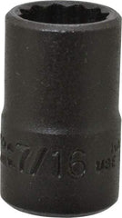 Proto - 7/16", 3/8" Drive, Standard Hand Socket - 12 Points, 1-3/32" OAL, Alloy Steel, Black Finish - Best Tool & Supply