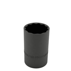 Proto - 1/2", 3/8" Drive, Standard Hand Socket - 12 Points, 1-1/8" OAL, Alloy Steel, Black Finish - Best Tool & Supply