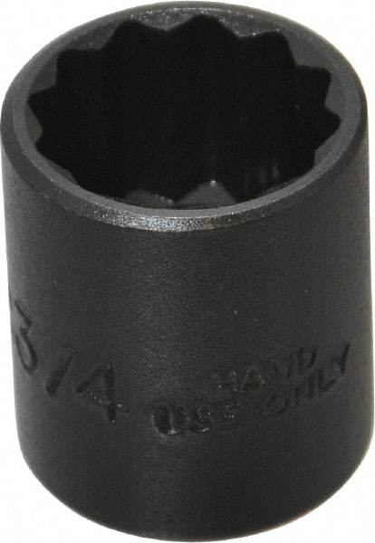 Proto - 3/4", 3/8" Drive, Standard Hand Socket - 12 Points, 1-3/16" OAL, Alloy Steel, Black Finish - Best Tool & Supply